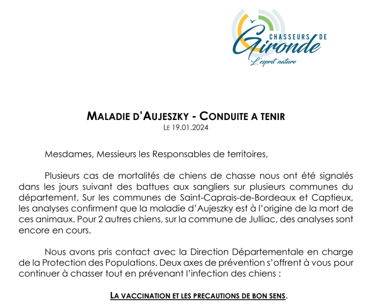 Maladie d’Aujeszky – Conduite à tenir